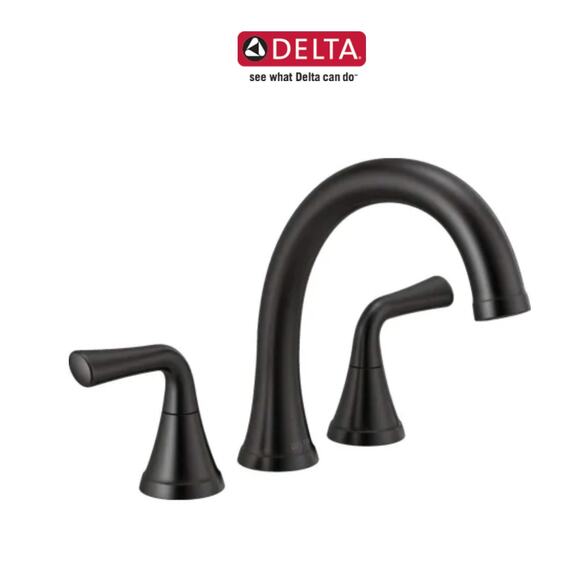 Delta Kayra Roman Tub Faucet Trim Matte Black T2733-BL New Open Box - Picture 1 of 11